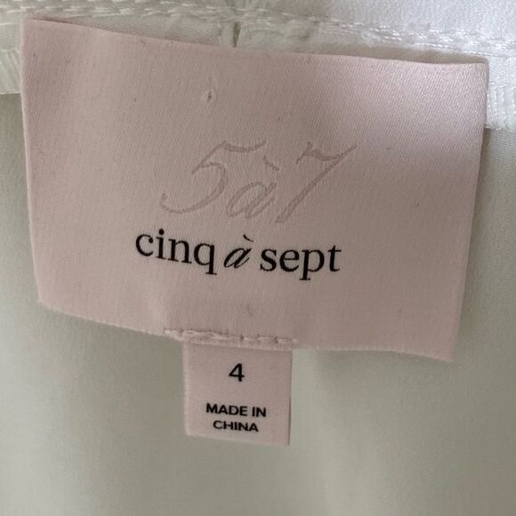 Cinq a Sept Valeria Midi White Dress Ruffle Size 4 - Picture 12 of 13